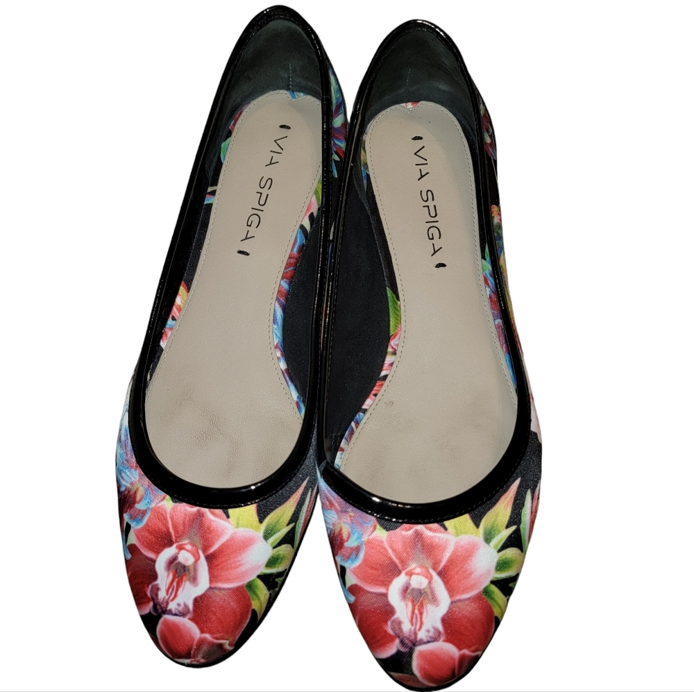 Via Spiga Floral Ballet Flats Leather 7M